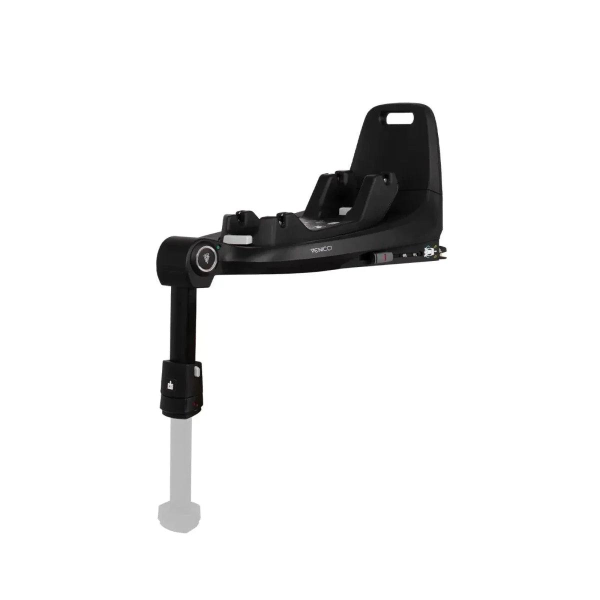 Venicci Tiago 360 ISOFIX base, black, side view with support leg