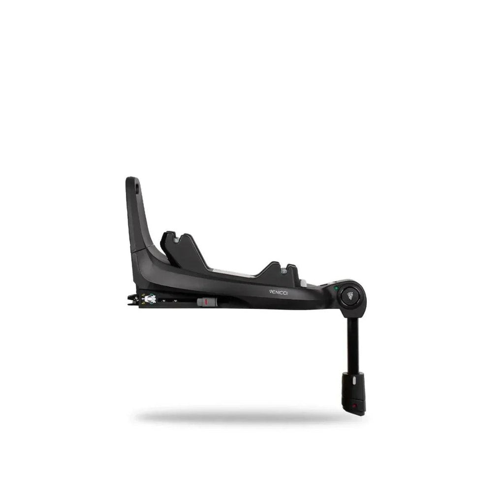 Venicci Tiago 360 ISOFIX base, black, side profile with foot support