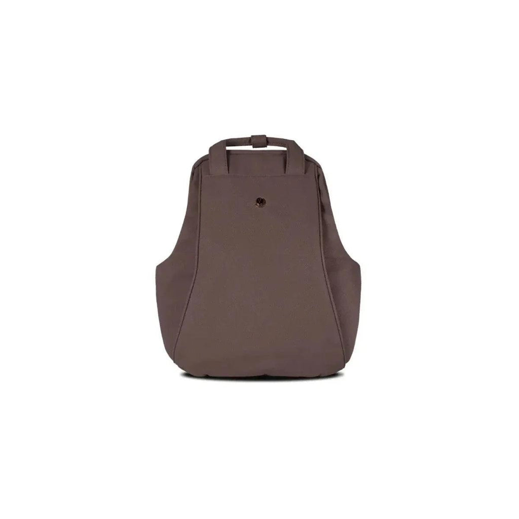 Brown changing bag with front pocket and top carry handle