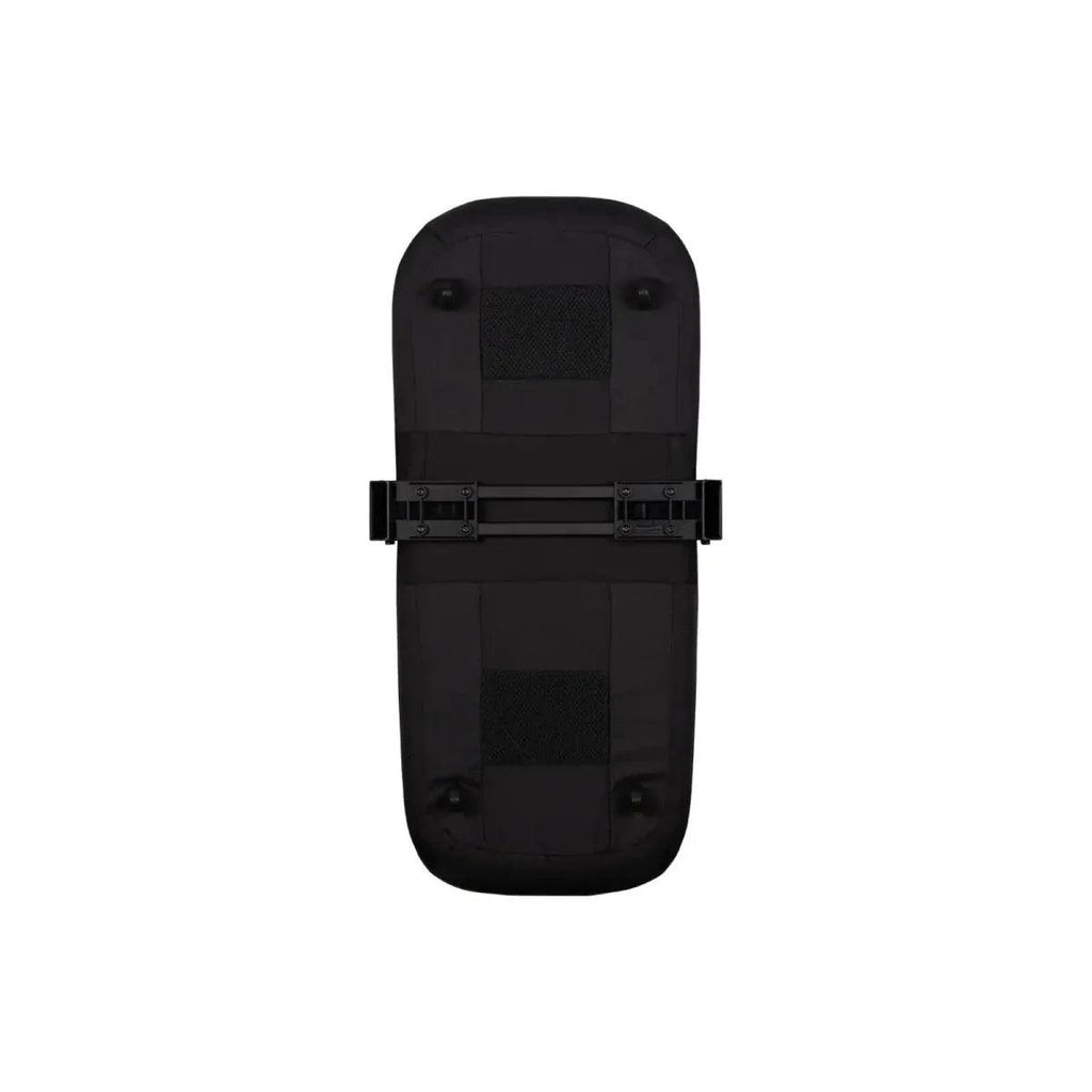 Black stroller rain cover with clear window and snap straps