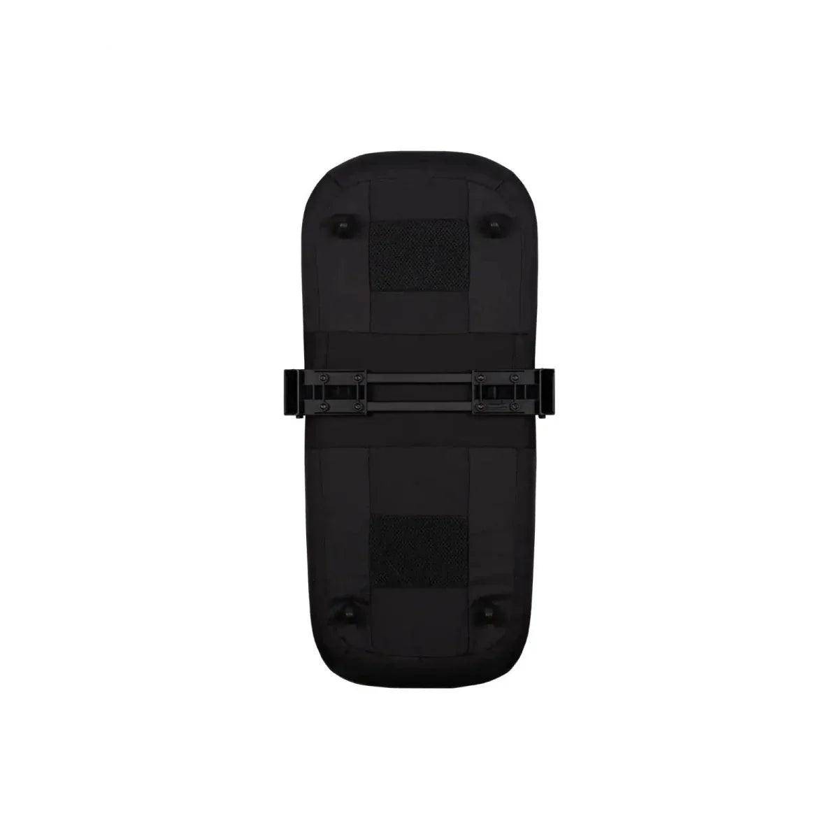 Black stroller rain cover with clear window and snap straps