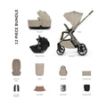 3-in-1 stroller comfort bundle set with black and latte accessories shown