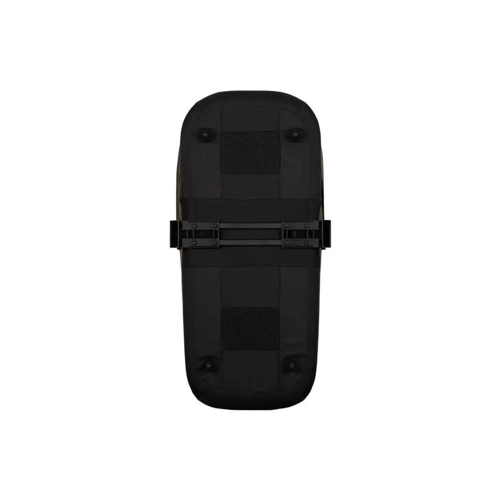 Black carrycot with hood and padded interior