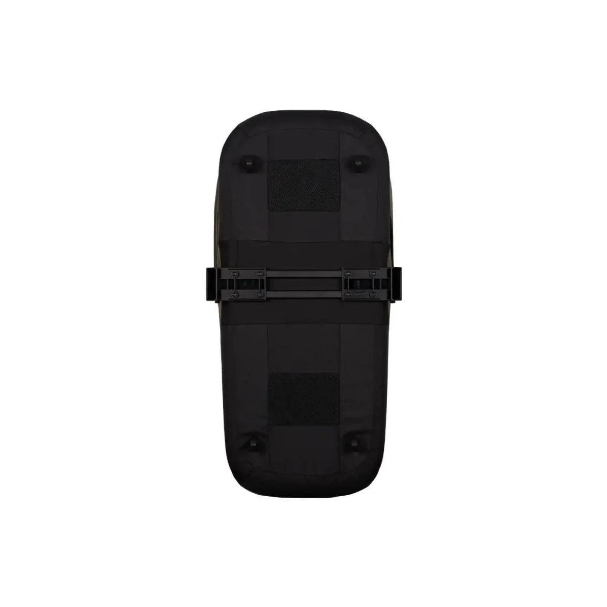 Car seat insert cover in dark fabric with adjustable harness tabs
