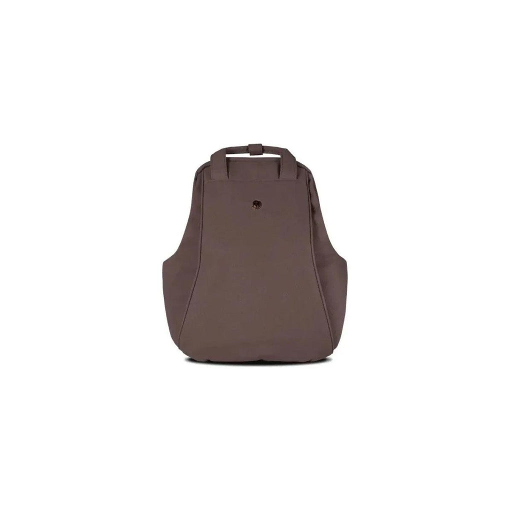 Backpack accessory with carry handle and front pocket, brown fabric