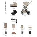 4-in-1 stroller bundle with carrycot, seat unit, car seat adaptors, and accessories