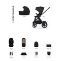 11-piece stroller accessory bundle in dark Onyx, showing stroller and add-on items