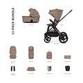 Sand stroller seat unit with hood and black wheels