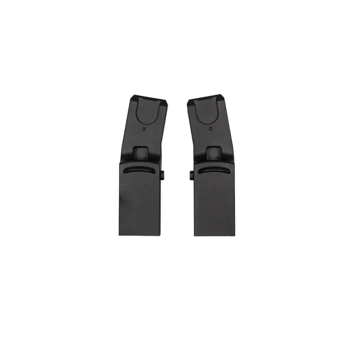 Stroller accessory buckles with latch, dark pebble finish