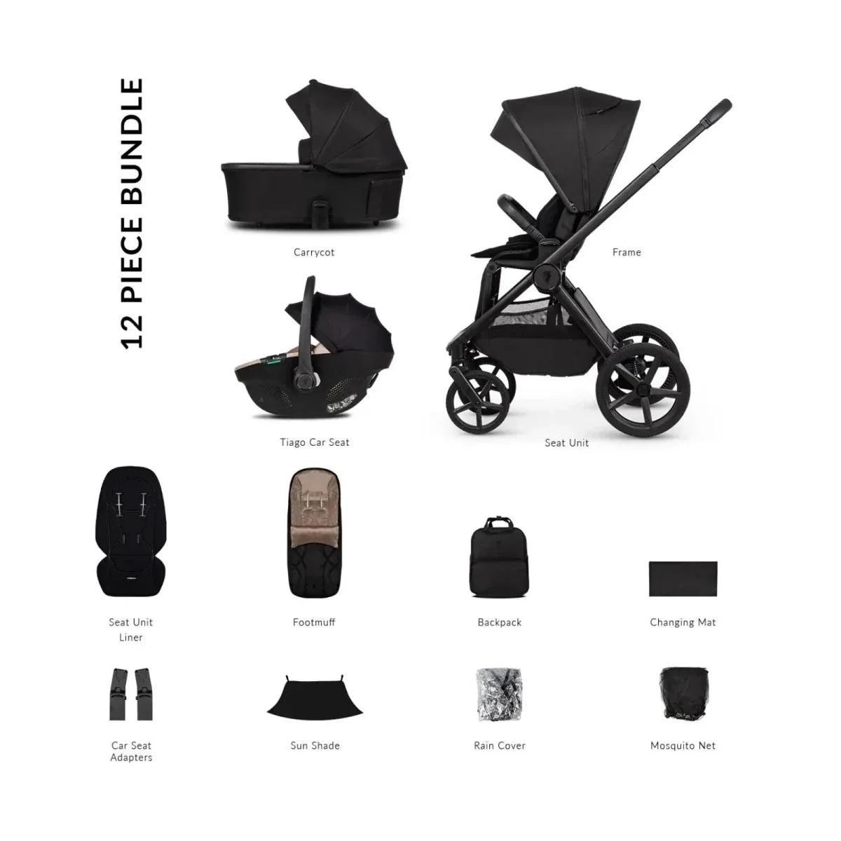 12-piece stroller comfort bundle with beige and onyx accessories