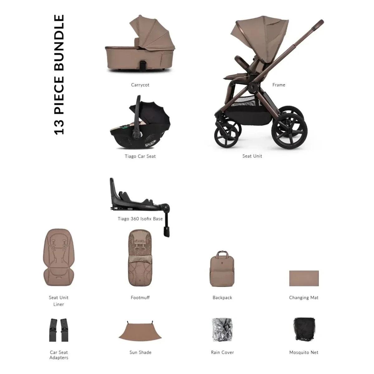 Beige carrycot with hood and liner, stroller bundle accessory