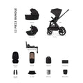 13-piece stroller accessory bundle in black/onyx with carrycot, seat, car seat, covers
