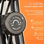 Close-up of 8-level magnetic resistance dial on exercise bike with numbered tension settings
