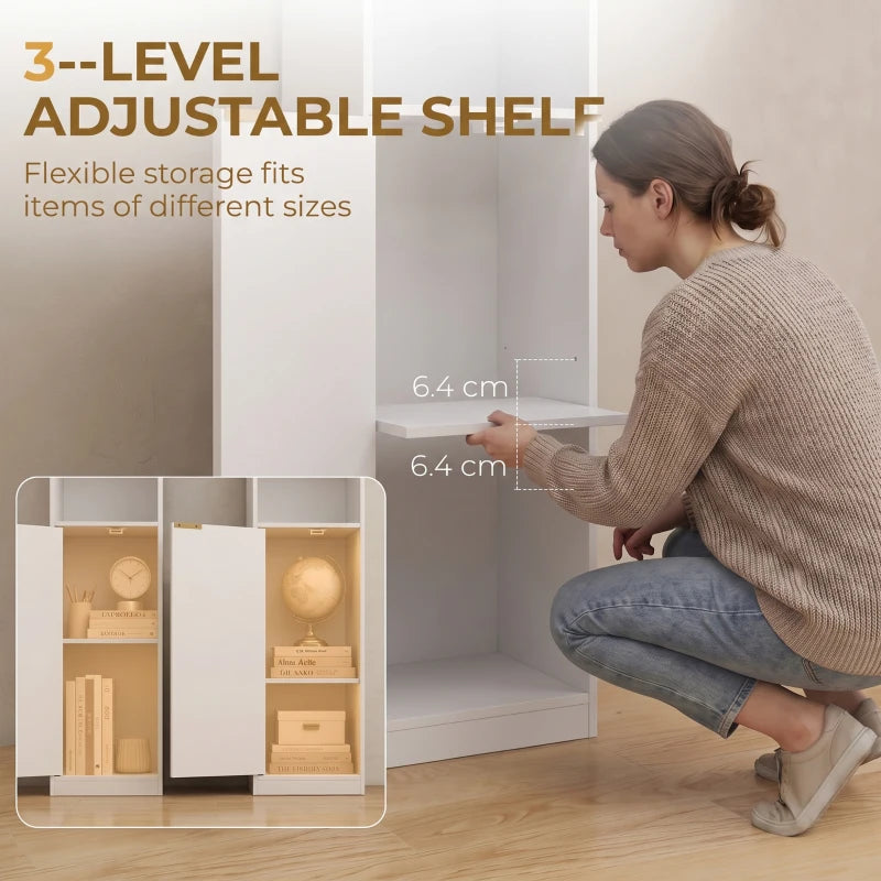 White wood-effect bookcase with adjustable shelves in open cubbies