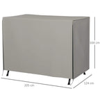 Light grey three-seater swing chair protective cover with corner panels and base ties