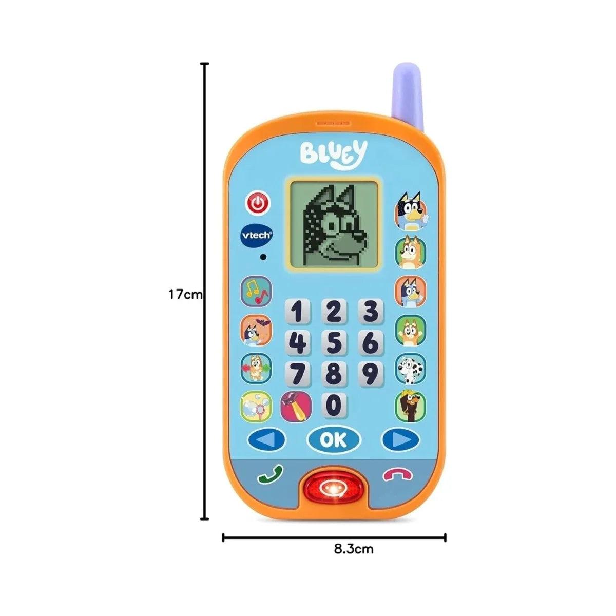 VTech Bluey ring ring phone with keypad and red call button, 17cm height