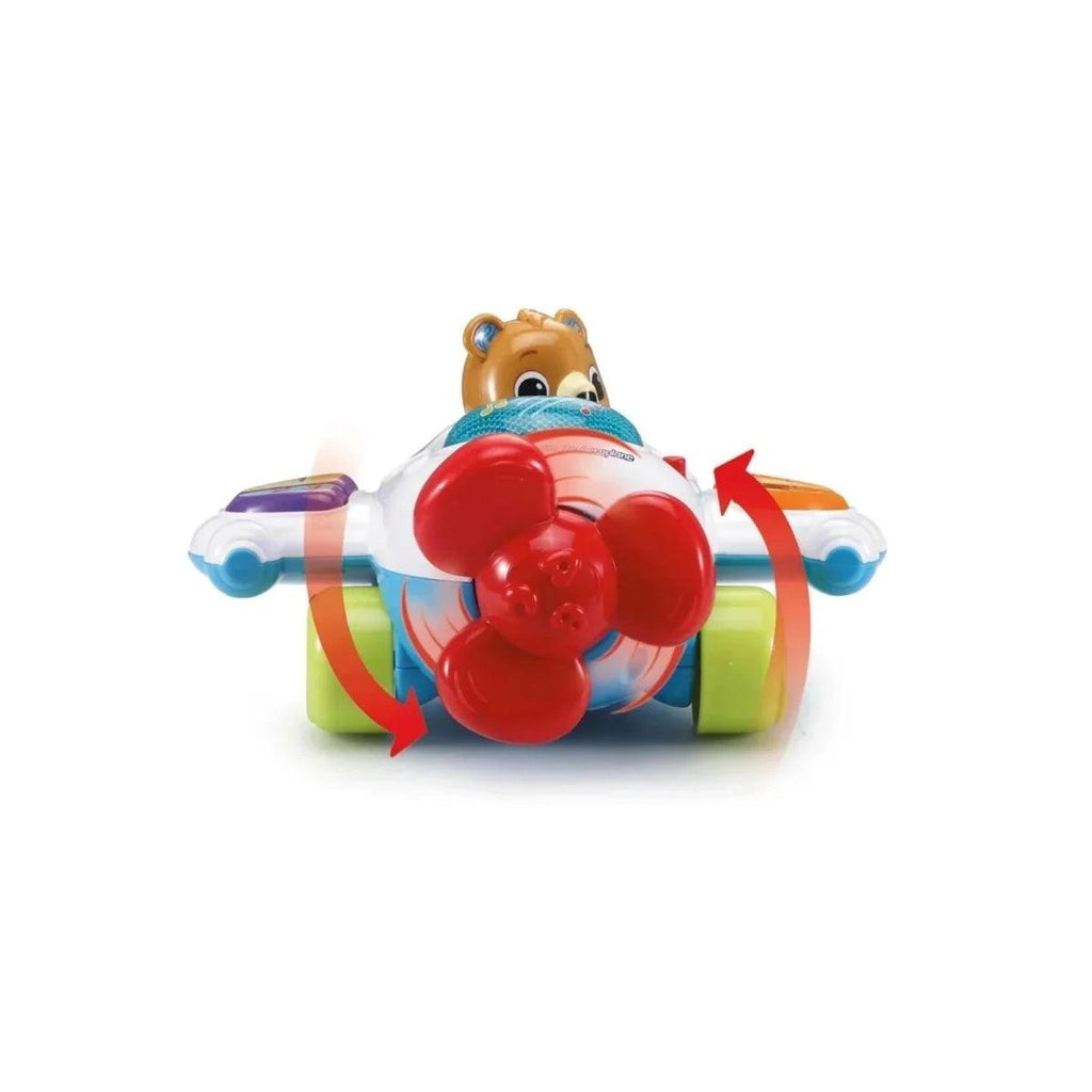 VTech baby aeroplane pull toy with spinning red propeller and bear cockpit