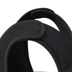 Black weighted vest curved shoulder straps with stitched seam detail