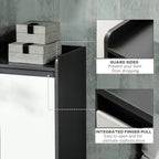 Shoe cabinet side guard and integrated finger pull handle