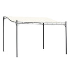 Cream canopy wall gazebo awning with black metal frame and hanging rails
