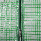 Green PE mesh greenhouse door zipper with pull tab on steel frame