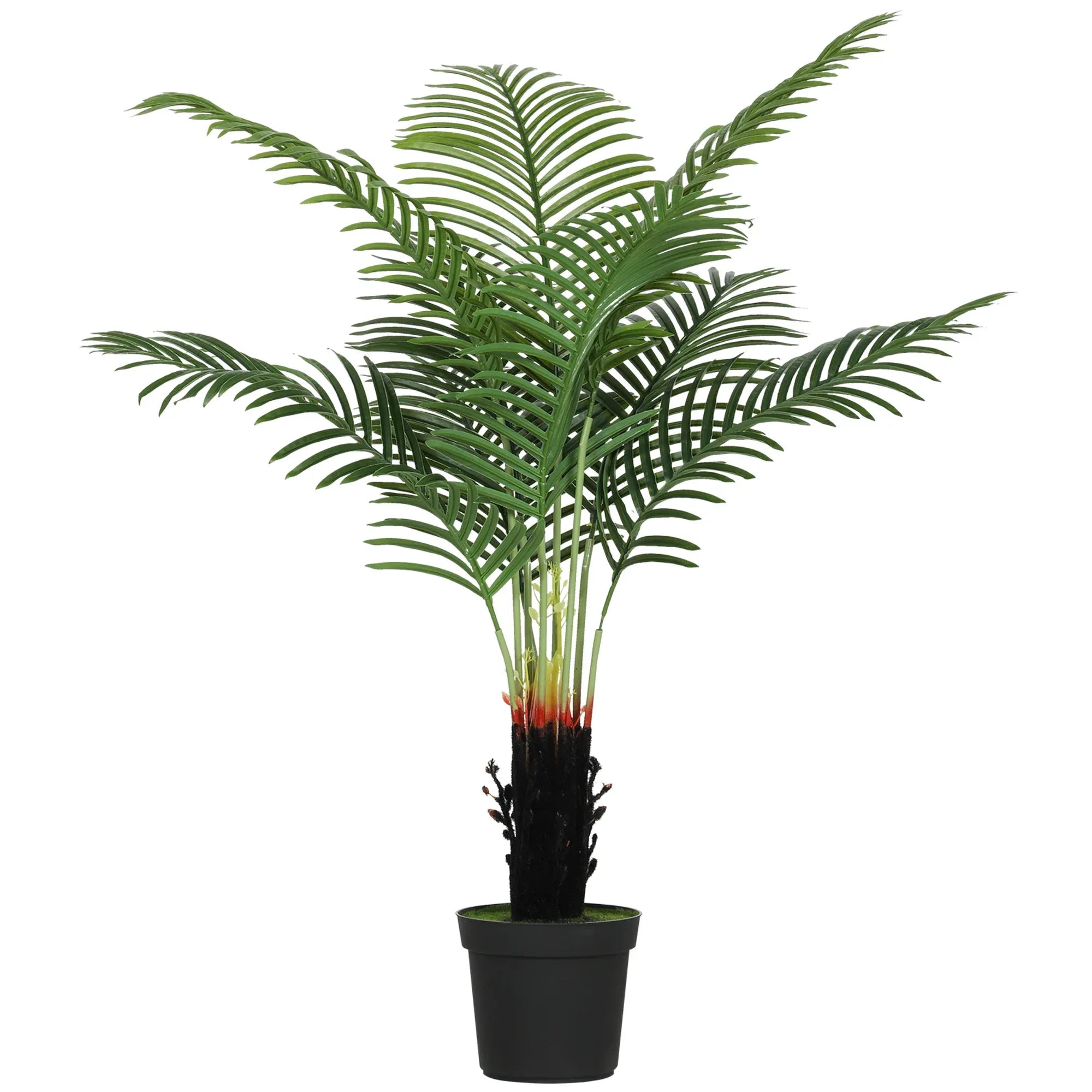120cm Artificial Areca Palm Tree with 9 PE Leaves, Decorative Artificial Plant with Plastic Pot and Flocked Soil, Fake Plant for Home Office Decor, Green - Bobobiy