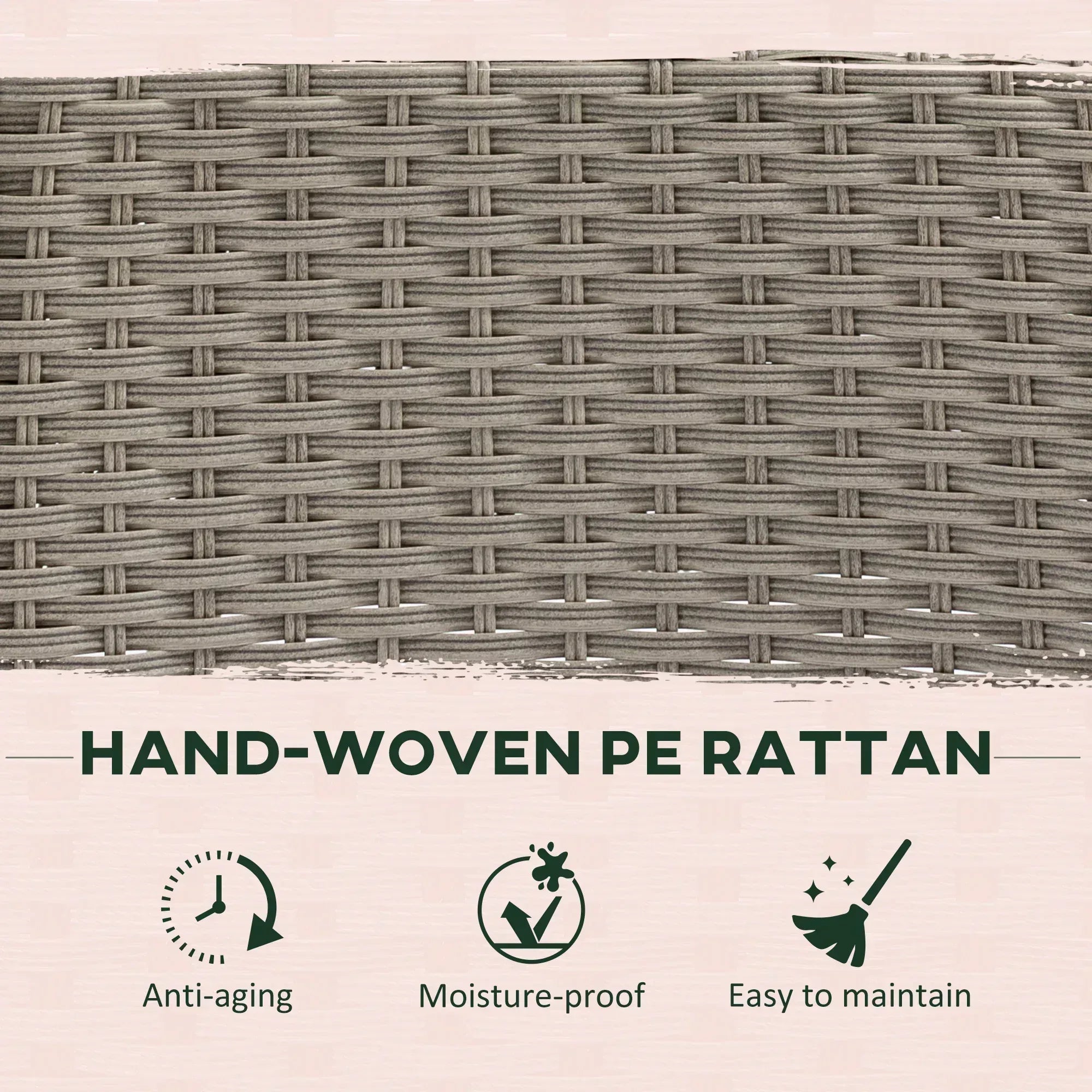 4 Seater Rattan Garden Furniture Set with Cushions, Round PE Rattan Dining Set with Glass-Top Table, Umbrella Hole, Outdoor Garden Table and Chairs, Mixed Grey - Bobobiy