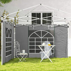Light grey gazebo side panels with arched window panel and door opening, attached to frame