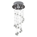 Silver metal crystal ceiling chandelier with hanging clear glass ball drops