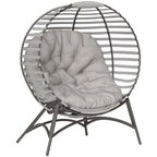 Outsunny Egg Chair with Cushion & Side Pocket Light Grey
