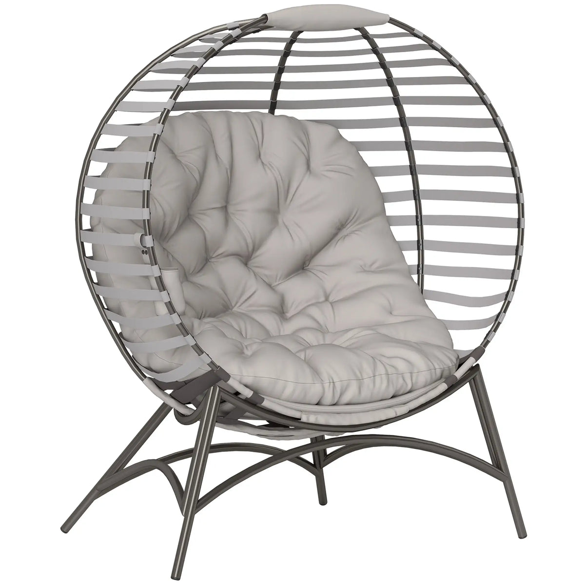 Outsunny Egg Chair with Cushion & Side Pocket Light Grey