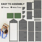 Grey wooden garden shed panel kit with assembly parts