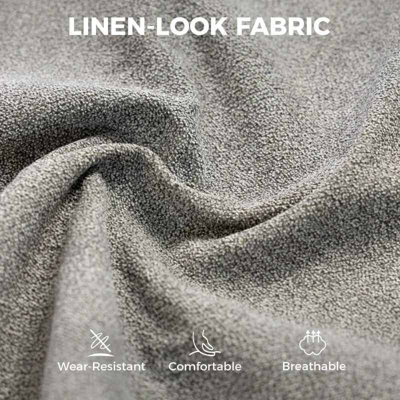 Grey linen-look fabric texture for office chair upholstery