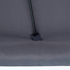 Grey umbrella canopy corner with stitched reinforcement and fabric loop