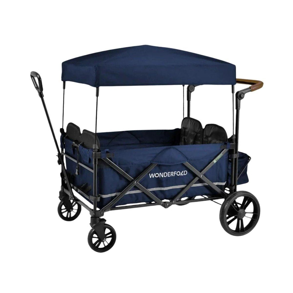 Sapphire navy quad stroller wagon with canopy and front push handle