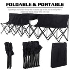 Black folding sports bench with carry bag and compact folded storage covers