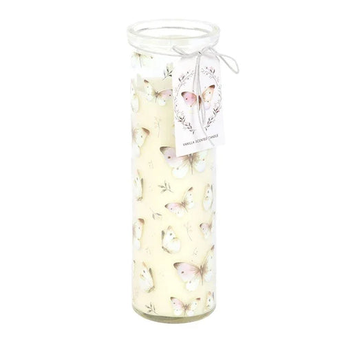 White Butterfly Print Vanilla Tube Candle - Bobobiy