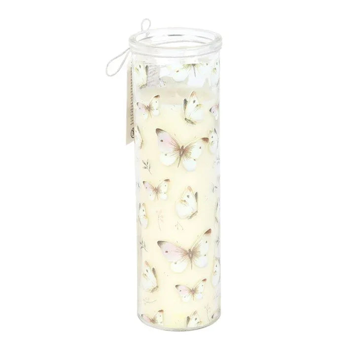 White Butterfly Print Vanilla Tube Candle - Bobobiy