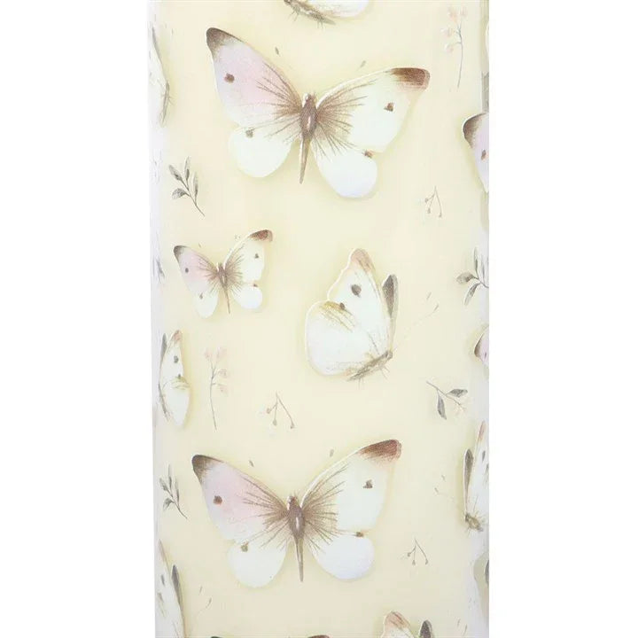 White Butterfly Print Vanilla Tube Candle - Bobobiy