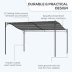 Durable wall gazebo canopy with powder-coated metal frame and side support legs.