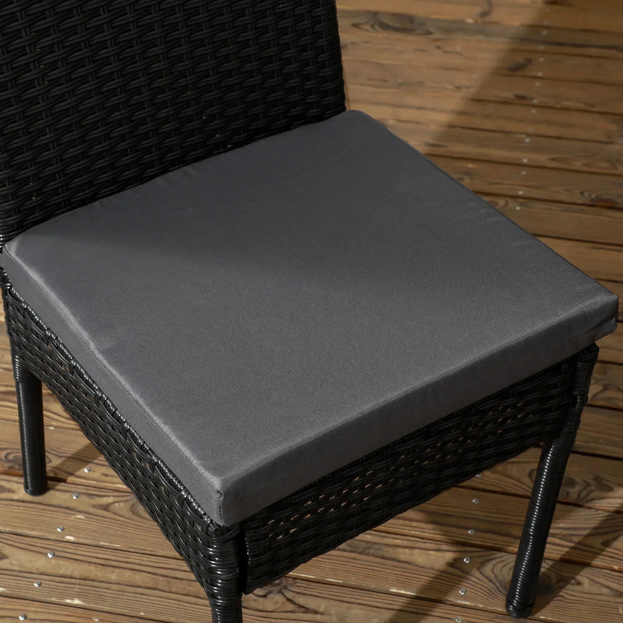 Set of Four Armless Rattan Garden Chairs - Black - Bobobiy