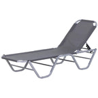 Light grey pool sun lounger recliner with 5-position adjustable backrest