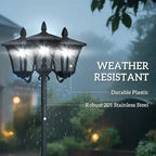 Black Victorian solar post lantern under rain for outdoor weather protection