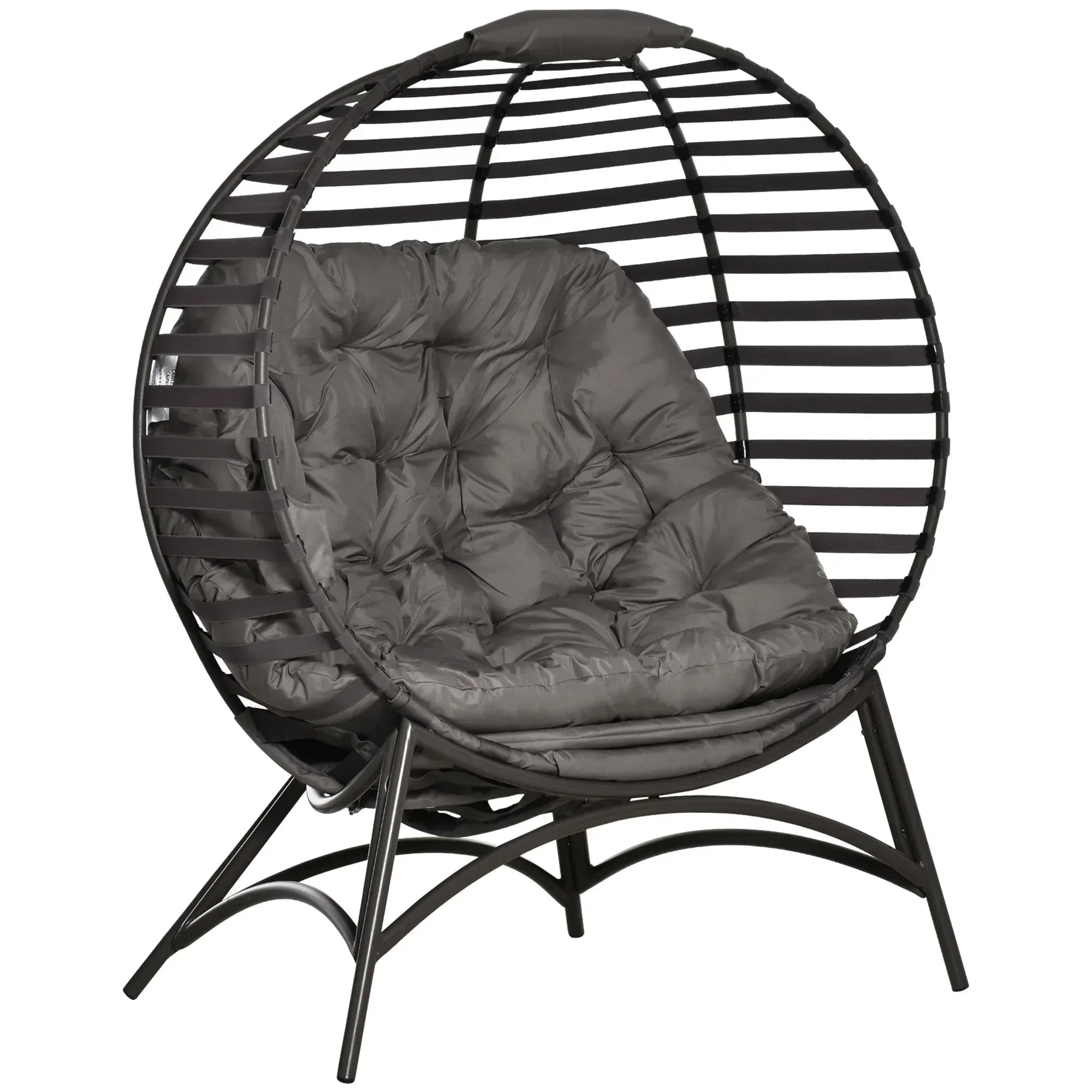 Egg Chair with Cushion & Side Pocket - Brown - Bobobiy