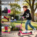 Pink electric scooter with black handlebar and foot deck, safety start steps