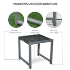 Grey rattan end table with stable crossbars and non-slip foot caps