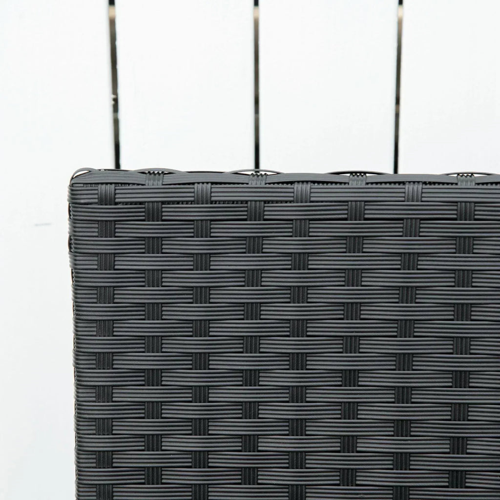 2 Seater Poly Rattan Garden Bench, All Weather Wicker Garden Loveseat, Outdoor Seating Bench with 240 Load Capacity, Backrest and Armrests for Patio, Terrace, Balcony, Black - Bobobiy