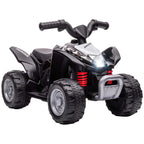 Black kids electric quad bike with front headlight and red spring suspension