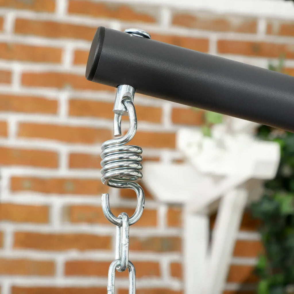 Outdoor PE Rattan Swing Chair with Foldable Basket and Cushion, Garden Patio Hanging Egg Chair with Metal Stand, Headrest for Indoor and Outdoor, Light Grey - Bobobiy