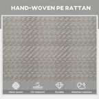 Grey hand-woven rattan-look fabric panel for sun lounger backrest